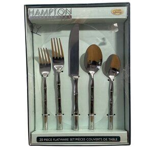 Hampton Silversmiths Bamboo Pattern 20-Pc Flatware Set Service For 4 Stainless